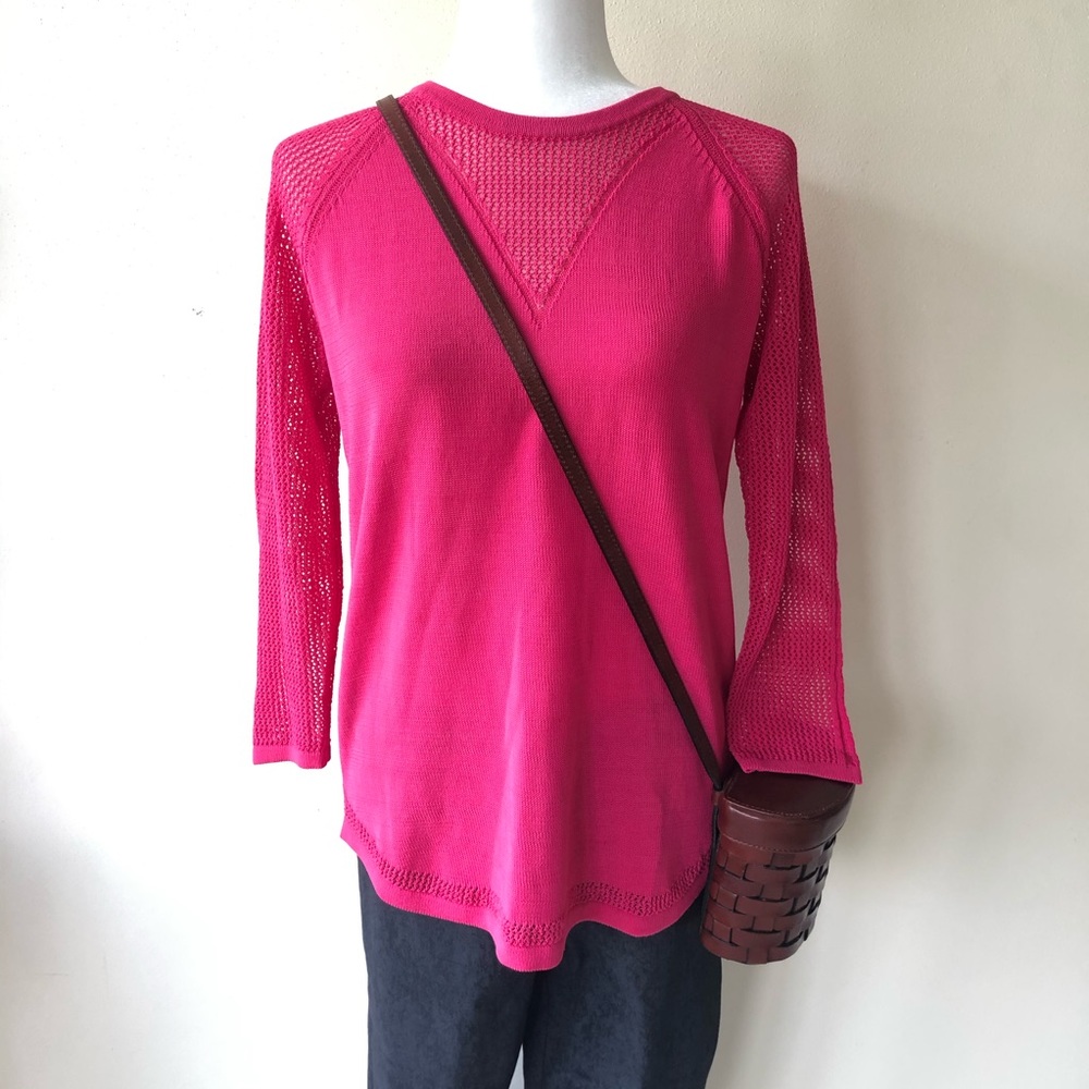 Etcetera fine cable knit sweater, size S crew neck